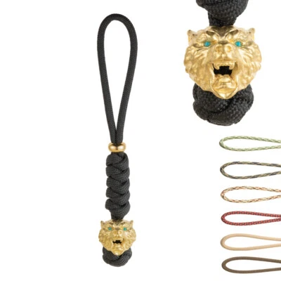 550 Paracord Cordón con Cuentas de Cabeza de Oso de Latón para Cuchillo de Bolsillo Llavero Foto 1 de 4