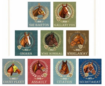 NUEVO 13 Póster Triple Corona Ganadores Carreras de Caballos Colores Vivos De Colección SFASTUDIO Foto 1 de 4