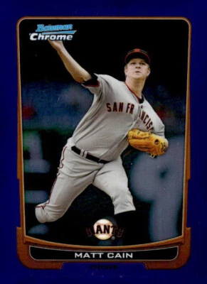 2012 Bowman Chrome Purple Refractors #195 Matt Cain  SERIAL # 004/199 - Image 1 of 2