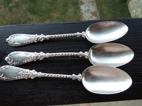 Antique  French Napoleon III Sterling Silver  Tea Spoons-3pcs Cover