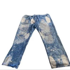 Lion Dynasty Herren Medium Wash Jeans Gr. 44x31 Denim Destroyed Bleach Straight - Bild 1 von 10