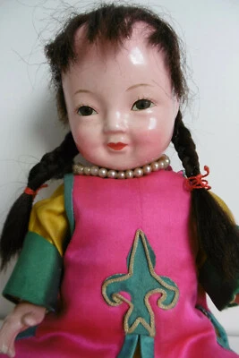 POUPÉE ANCIENNE CHINOISE EN COMPOSITION - HAUTEUR 23 CM - HABIT TRADITIONNEL (1) - Photo 1/4