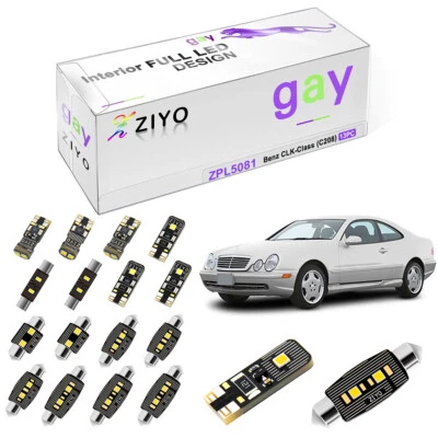 13 Bulbs Super White Interior LED Light Kit For Benz CLK-Class 1997-2002 Package - Image 1 of 4