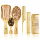 BestFire 6 in 1 Hair Brush Comb for Men Women Handle Bamboo Bristle Hairbrush