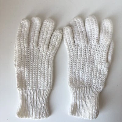 Guantes de punto vintage para niños niñas blanco marfil 8"  Foto 1 de 4