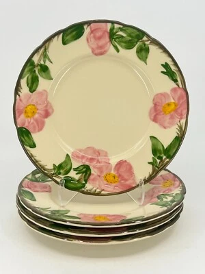 4 platos de almuerzo de ensalada de rosas del desierto franciscano de 7,5" Inglaterra 1975-1978 MCM platos Foto 1 de 4