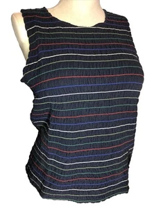 Christopher & Banks S NWT Blue Shell Sleeveless Shirt Embroidered Stripe - Picture 1 of 11