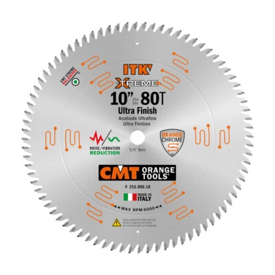CMT ITK Xtreme Ultra Finish Thin Kerf Saw Blade, 80 Teeth, Hi-ATB, 255.080.10
