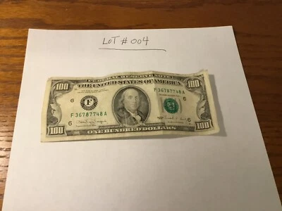 Series 1990 $100 Dollar Bill Federal Reserve Note Circulated F 36787748 Atlanta - Image 1 of 4