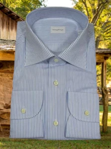 NEW ERMENEGLDO ZEGNA ROSSINI BLUE WHITE DRESS SHIRT DELUXE COTTON XL 43 17 $795 - Picture 1 of 13