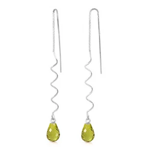 Pendientes roscados de gemas de peridotos genuinos Briolette amarillo, blanco u oro rosa 14K - Imagen 1 de 9
