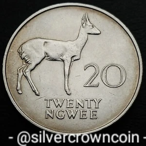 Zambia 20 Ngwee 1968. KM#13. 20 Cents coin. Bohor Reedbuck. Antelope. Animals.  - Picture 1 of 7