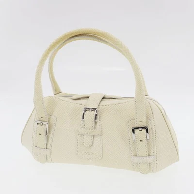 LOEWE Senda Used Handbag Beige Embossed Leather #EF997 S - Image 1 of 4