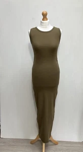 Women’s Allsaints Katarina Dress Size UK 8 Olive Green Sleeveless Stretch Jersey - Picture 1 of 9