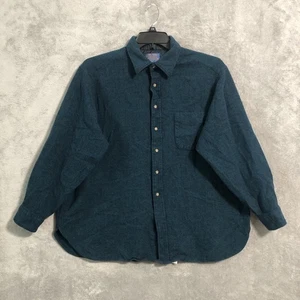Vintage Pendleton Green Plaid Virgin Wool Snap Shirt Mens XL Chest 53 in - Picture 1 of 13