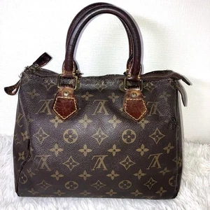 Louis Vuitton M41109 Monogram Speedy 25 Mini Boston Handbag Dark Brown Leather - Picture 1 of 12