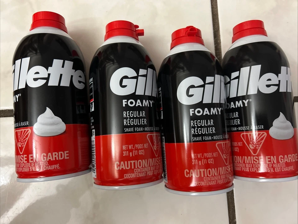 Lote de 4 Crema de Afeitar Gillette Espumosa Regular, Regular, 11 OZ Foto 1 de 1