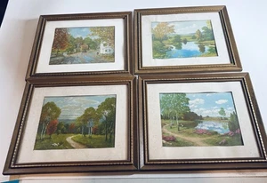 Set of 4 Vintage Lambert Prints Farmhouse Landscape Wall Art 11X13 Cottage Core - Picture 1 of 9
