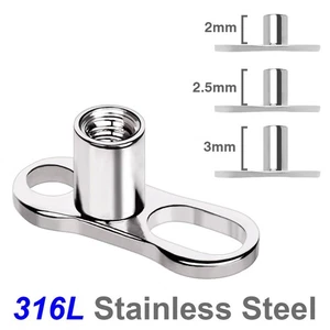 316L Stainless Steel Dermal Anchor BASE - 2 Hole - Picture 1 of 4