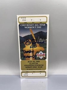 Eric Davis Signed Inscribed 1989 Home Run Derby Ticket Beckett Witnessed Auto L2 - Picture 1 of 2