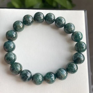Bracelet perles rondes cristal apatite bleu clair vert naturel 11 mm - Photo 1/5