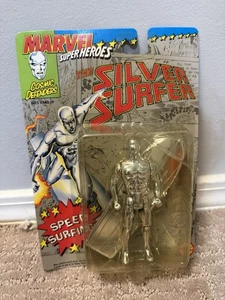 1990 Toy Biz Marvel Super Heroes Silver Surfer Actionfigur & Surfbrett - Bild 1 von 2