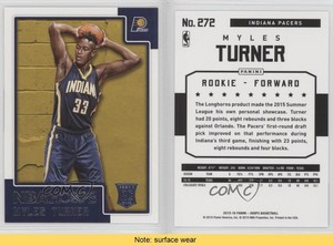 2015-16 Panini NBA Hoops Rookies Myles Turner #272 Rookie RC