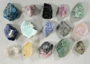15 Raw Crystals Set - Rough Gemstones Assorted - Mixed Lot Healing Crystals Bulk - Picture 1 of 4