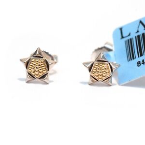 New LAGOS Small 8mm Star Earrings Tiny Studs in Sterling Silver & 18K Gold 2Tone