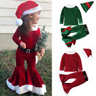 Kids Girls Suit Christmas Cosplay Patchwork Pullover Tops Pants Hat Belt Outfits