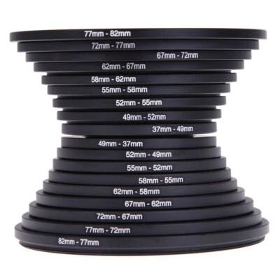 18pcs Camera Lens Filter Adapter Ring Kit 9pcs Step Up Ring & 9pcs Step Down Set - Image 1 of 4