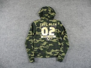 True Religion Sweater Womens Small Green Gold Camo Victory Hoodie Full Zip Logo - Picture 1 of 19