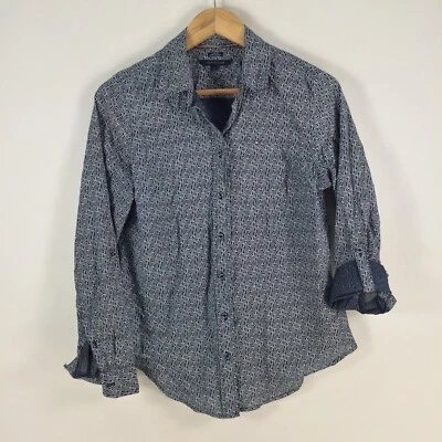 Tommy Hilfiger Mujer Camisa Abotonada Talla S Azul Marino Cuello Geométrico 078309 Foto 1 de 4