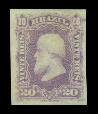 BRAZIL 1878  D.Pedro  20r violet  (Scott 69) - PROOF/Essay on thin paper MH - Image 1 of 2