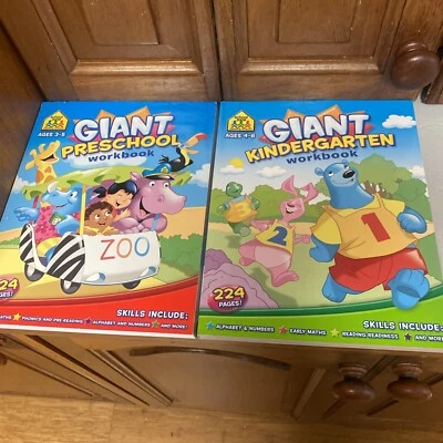 2 Giant Workbooks Preschool $ Kindergarten Home school Like Brand New - image 1 of 4