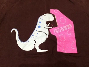 asteroids t rex dinosaur playing irony t shirt irony small guys - Picture 1 of 7