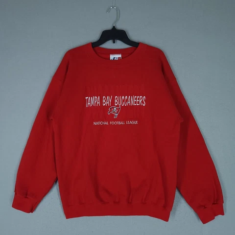 Vintage Tampa Bay Buccaneers Sweatshirt Mens Large Red Pullover Sweater USA 90s Cover