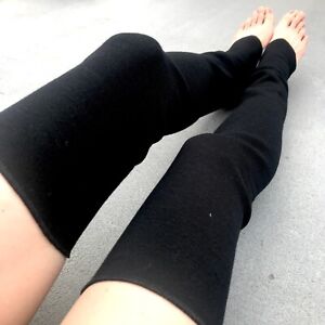 NEW Black Wool Blend Leg Warmers Ribbed Sweater Knit Thigh Highs Knee Socks Warm