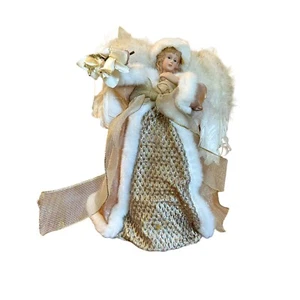 Vintage Porcelain Face Angel Tree Topper Christmas Decor Religious 14 in White - Picture 1 of 5