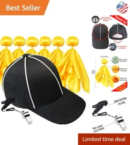Pro Football Referee Essentials: 6 Flags, Adjustable Hat & Stainless Whistle - Picture 1 of 9