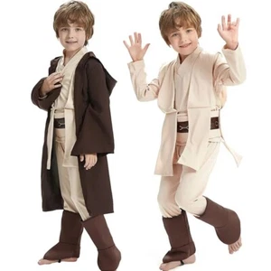 Kids Star Wars Costume Obi-Wan Kenobi Outfit Jedi Warrior Cosplay Hooded Cloak - Picture 1 of 10