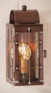 CAPE COD WALL LANTERN IN ANTIQUE COPPER PRIMITIVE ANTIQUE FREE SHIP - Picture 1 of 2