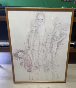 MARGARET Keane "REALISATION" GERAHMTER DRUCK KINDER-MARIONETTEN-RAG DOLL - Bild 1 von 4