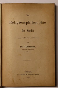 Antique 1882 1st Ed – Guttmann on Saadia Gaon – Original HC – German Judaica  - Picture 1 of 6