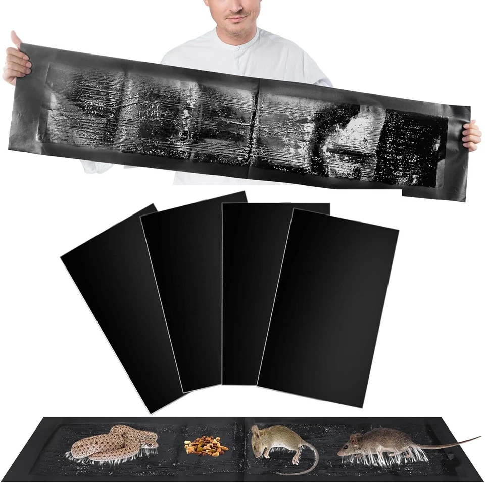 Paquete de 4 trampas de pegamento para ratones 24 x 11 pulgadas antideslizantes rata serpiente roedor almohadillas adhesivas mascota Foto 1 de 4
