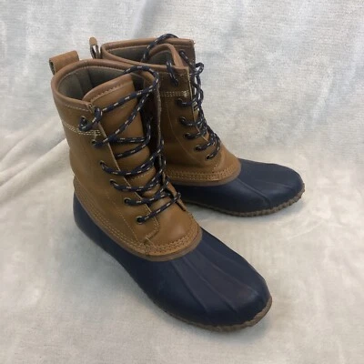 Botas Lands End Duck para mujer talla 6M marrón avellana forradas al tobillo con cordones 489250 Foto 1 de 4