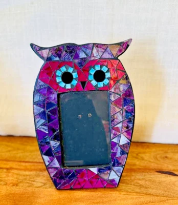 Earthbound Trading Company - Azulejo de vidrio marco de búho grande para fotos Foto 1 de 4