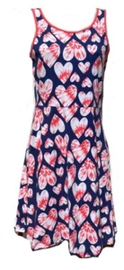 SO Big Girls Watercolor Pink Heart Print Blue Strappy Sun Dress Size XL (16) - Picture 1 of 6