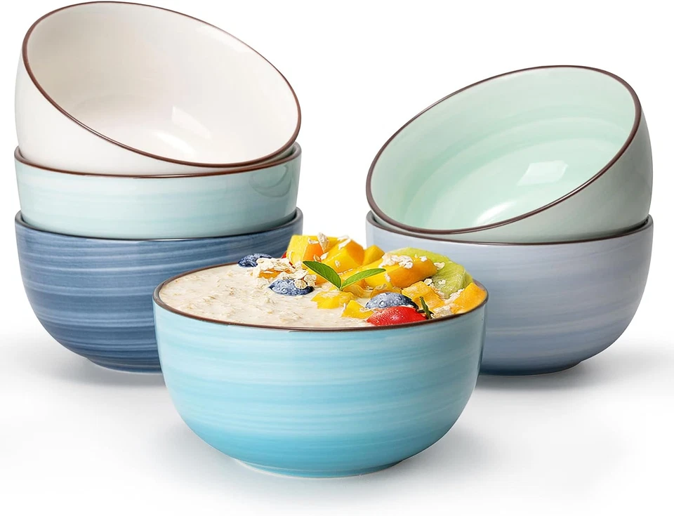 Sweese Ice Cream Bowls - Juego de 6 tazones de postre de 10 OZ, tazones de cerámica azul Foto 1 de 4