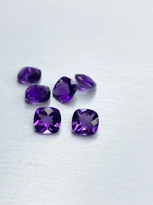 Amethyst Cushion Checkerboard Cut Loose Gemstone 7x7 MM TO 9x9 MM Natural DG - Image 1 of 4